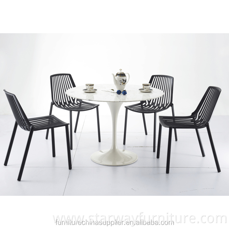 Modern tulip dining table Carrara marble and Calacatte white aluminium base oval table